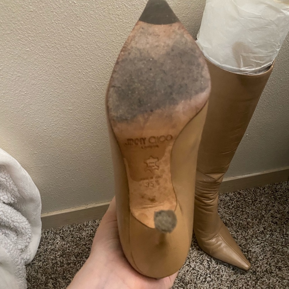 Used but amazing condition Nude pointed toe jimmy choo heeled boots - Picture 5 of 7